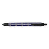 Gold Anchors Navy Blue Background Pattern Zwarte Inkt Pen (Achterkant)