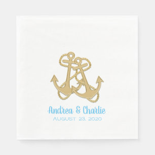 Gold Anchors Verloving Shower Party Napkins Servet