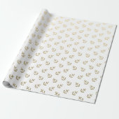 Gold Anchors White Background Pattern Cadeaupapier (Uitgerold)