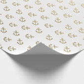Gold Anchors White Background Pattern Cadeaupapier (Hoek)