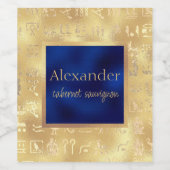 Gold Ancient Egyptian Hieroglyphics Art over Golde Wijn Etiket (Enkel label)