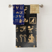 Gold Ancient Egyptian Hieroglyphics Bad Handdoek (Insitu)