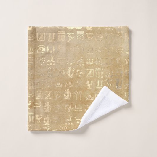 Gold Ancient Egyptian Hieroglyphics Bad Handdoek (Wasdoekje)