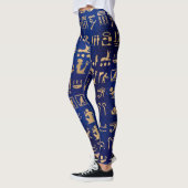 Gold Ancient Egyptian Hieroglyphics on Blue Leggings (Links)