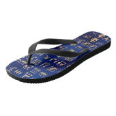 Gold Ancient Egyptian Hieroglyphics on Blue Teenslippers (Schuin)