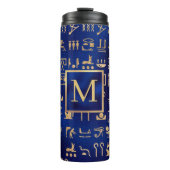 Gold Ancient Egyptian Hieroglyphics on Blue Thermosbeker (Voorkant)