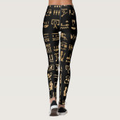 Gold Ancient Egyptian Hieroglyphics op Black Leggings (Achterkant)