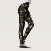 Gold Ancient Egyptian Hieroglyphics op Black Leggings (Rechts)