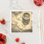 Gold Ancient Map & Compass Paper Napkins Servet (Insitu)