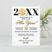 Gold and Black 2026 New Years Eve Party Invitation Kaart (Staand voorkant)
