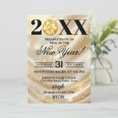 Gold and Black 2026 New Years Eve Party Invitation Kaart (Staand voorkant)