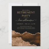 Gold and Black Agate Gemstone Retirement Party Inv Kaart (Voorkant)