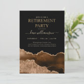 Gold and Black Agate Gemstone Retirement Party Inv Kaart (Staand voorkant)