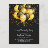 Gold and Black Birthday Party Invitation Briefkaar Uitnodiging Briefkaart (Voorkant)