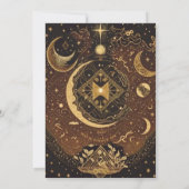 Gold and Black Celestial Moon Engagement Party Kaart (Achterkant)
