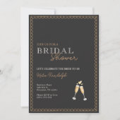 Gold and Black Champagne Bridal Shower Invitation Kaart (Voorkant)