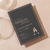 Gold and Black Champagne Bridal Shower Invitation Kaart