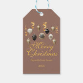 Gold and Black Christmas Baubles Cadeaulabel (Voorkant)