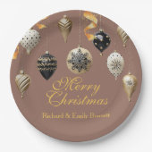 Gold and Black Christmas Baubles Papieren Bordje (Voorkant)