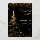 Gold and Black Christmas Holiday Party  Foil  Folie Uitnodiging (Voorkant)
