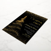 Gold and Black Christmas Holiday Party  Foil  Folie Uitnodiging (Gedraaid)