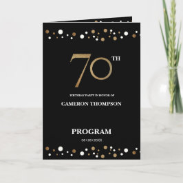 Gold and Black confetti 70th verjaardagsprogramma Programma