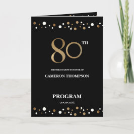 Gold and Black confetti 80th verjaardagsprogramma Programma