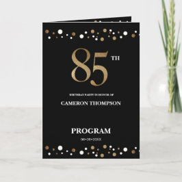 Gold and Black confetti 85th verjaardagsprogramma Programma