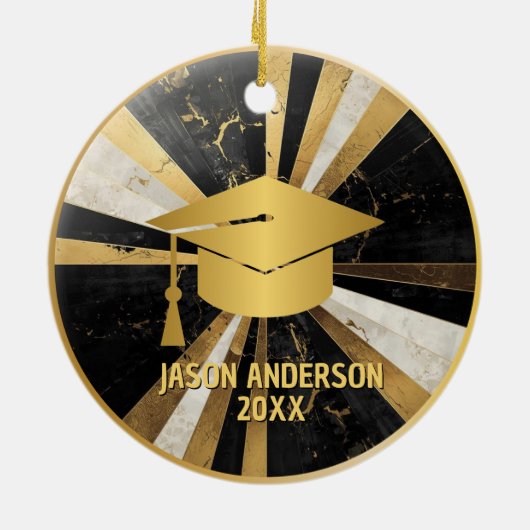 Gold and Black Custom Graduation Ornament (Achterkant)
