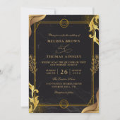 Gold and Black Elegant Budget QR Code Wedding Kaart (Voorkant)