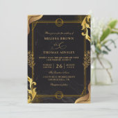 Gold and Black Elegant Budget QR Code Wedding Kaart (Staand voorkant)