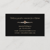 Gold and Black Floral Event Planner Business Card Visitekaartje (Achterkant)