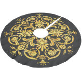 Gold And Black Floral Pattern Kerstboom Rok (Gekanteld)