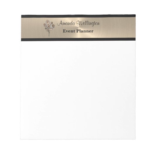 Gold and Black Floral Roses Professional Notepad Notitieblok (Voorkant)