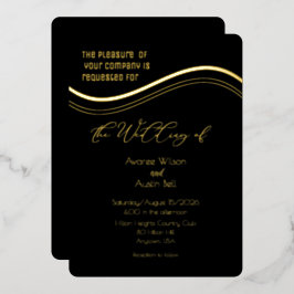 Gold and Black Minimalist Wedding Invitation Folie Uitnodiging