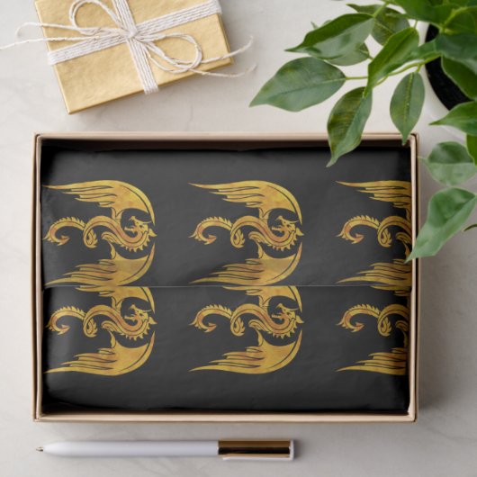 Gold and Black Mythical Dragon Tissuepapier (Geschenk)