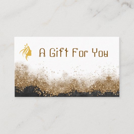 Gold and black   Salon gift certificate Visitekaartje (Voorkant)