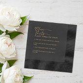 Gold and Black Script Calligraphy Wedding Fun Fact Folie Servetten