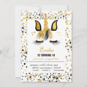 Gold and Black Unicorn Birthday Party Invitation Kaart (Voorkant)
