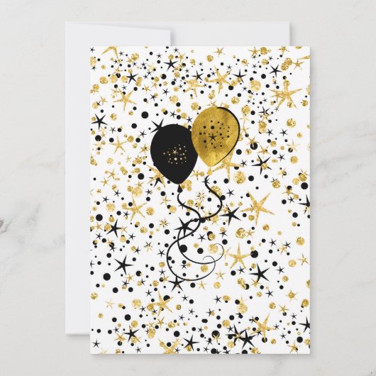Gold and Black Unicorn Birthday Party Invitation Kaart (Achterkant)