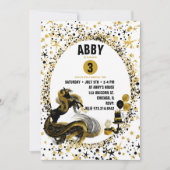 Gold and Black Unicorn Birthday Party Invitation Kaart (Voorkant)