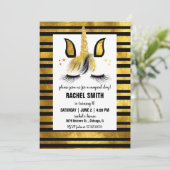 Gold and Black Unicorn Birthday Party Invitation Kaart (Staand voorkant)