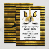 Gold and Black Unicorn Birthday Party Invitation Kaart (Voorkant / Achterkant)
