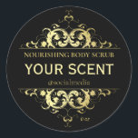 Gold And Black Vintage Product Labels<br><div class="desc">Make your body scrubs,  butters,  soap and bath bombs and soaks look elegant with these black and gold ornate vintage labels. You can also change the text and make these stickers for scented candles and soy wax melts.</div>