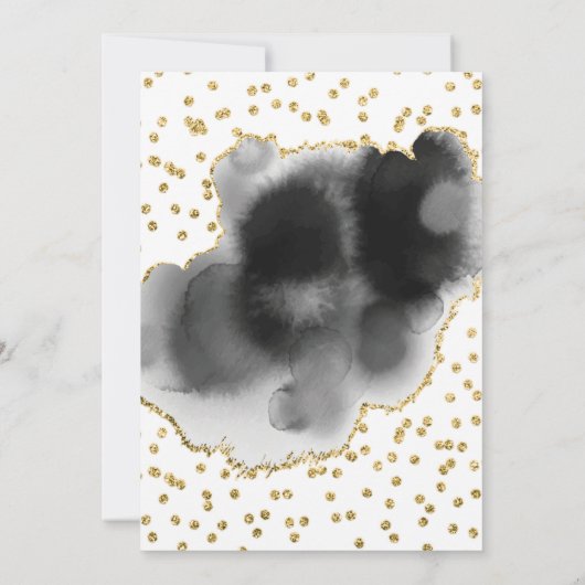 Gold and Black Waterverf 25th Birthday Invitation Kaart (Achterkant)