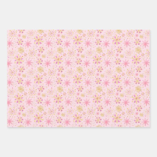 Gold and Black Winter Snowflakes Pattern Inpakpapier Vel (Voorkant 2)