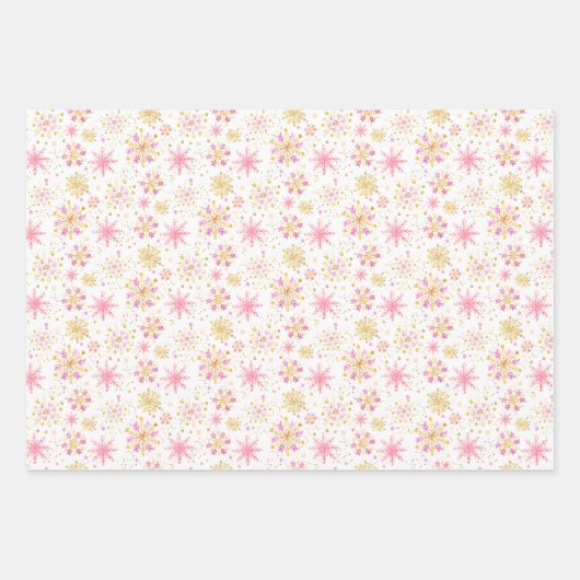 Gold and Black Winter Snowflakes Pattern Inpakpapier Vel (Voorkant)