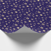 Gold and Blue Celestial Cadeaupapier (Hoek)