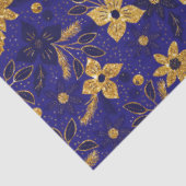 Gold and Blue Christmas Poinsettia Flowers Tissuepapier (Detail)