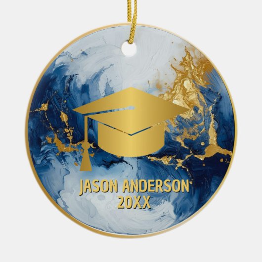 Gold and Blue Custom Graduation Ornament (Voorkant)